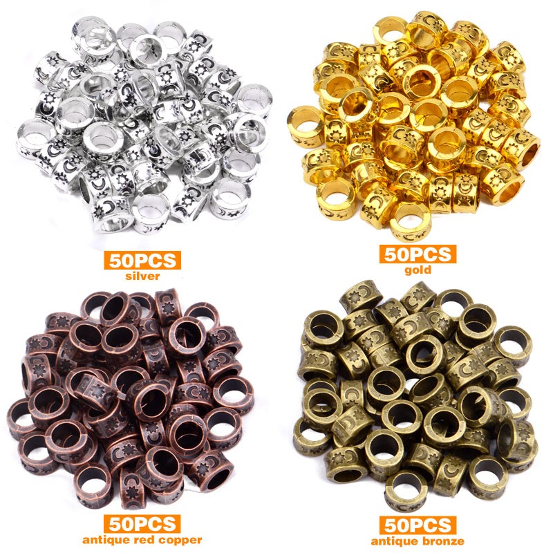BronaGrand 200pcs 8mm Antique Spacer Beads Round Rondelle Beads European 5.5mm Hole for Bracelet Necklace DIY Jewelry Making,4 Colors - Image 2